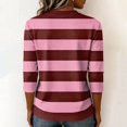thumbnail image 6 of JULMCOMO Shirts for Women Striped Crew Neck 3/4 Sleeve Trendy Loose Fit T Shirts Color Block Casual Comfy Tunic Tops Wine XL, 6 of 6
