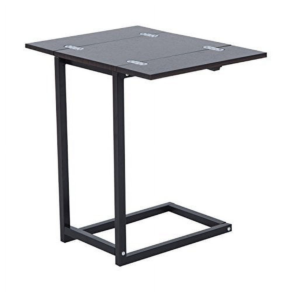 HomCom 24" Rustic Industrial Extending Wing Accent End Side Table - Dark Walnut - image 3 of 7
