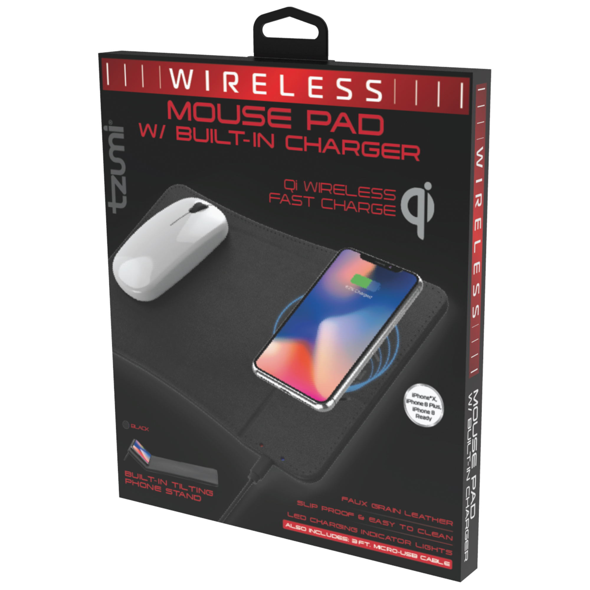 Tzumi Wireless Charging Pad and Rechargeable Wireless Mouse - Built-in Wireless Charging Phone Stand for all Qi-Enabled Devices - image 2 of 6