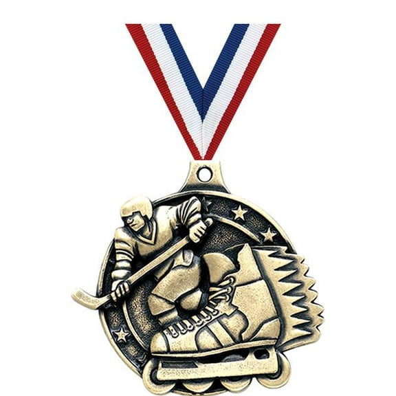 Incline Hockey Medals, 2" Gold Diecast Incline Hockey Medal Award 1 Pack