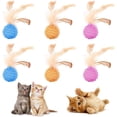 thumbnail image 1 of pelotas de plumas para gatos, juguetes interactivos con cascabel para gatos de interior., 1 of 5