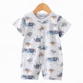 thumbnail image 2 of HCNTES Child Baby Boys Girls Unisex Short Sleeve Bodysuit Romper One-Piece Infant Kids Cute Sleepwear Pajamas Loungewear for Spring Summer(X01-Blue,18-24 Months), 2 of 4
