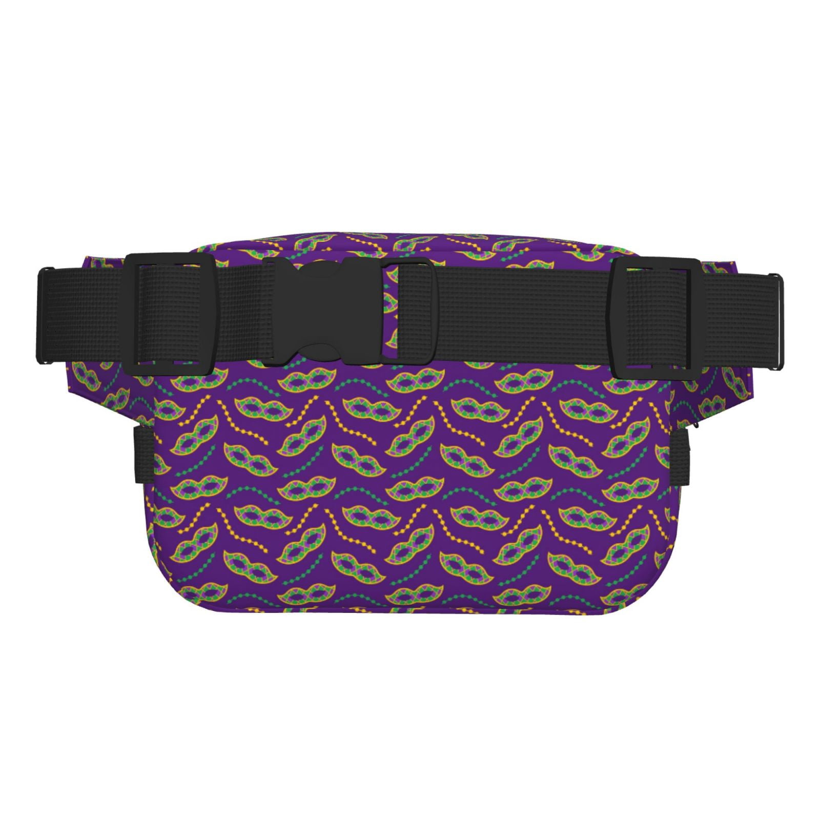 Picia Carnival Masks and Beads Print Square Double-Layer Waist Bag Mini Adjustable Waist Belt Bag Exercise Running Travel Hiking