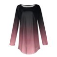 thumbnail image 5 of Annhoo T Shirts for Women Long Sleeve Fall Plus Size Crew Neck Dressy Shirts Fashion Gradient Color Tunics, 5 of 5