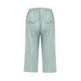 thumbnail image 6 of Taqqpue Women Linen Pants Wide Leg Pants High Waist Drawstring Casual Loose Beach Pant Capri Trousers with Pocket, 6 of 6