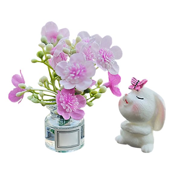 Ornaments, Tyeign Set of 2 Cute Bunnies And Peach in Vase Car Rearview Ornament Fun Ornament Kawaii Car Interior Accessories for Women Ornament Stand Shelf Decor Aesthetic
