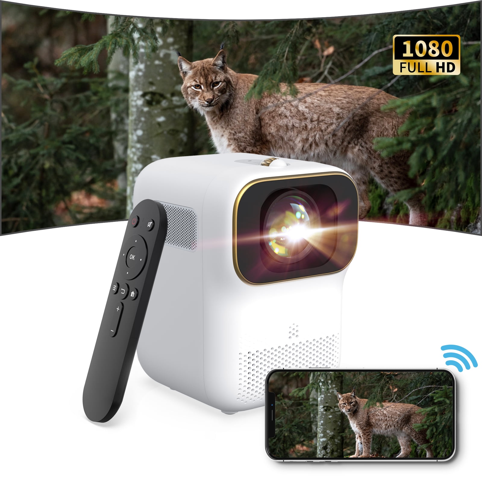 Mini Projector WiFi, WEWATCH Portable Native 1080P Video Projector 