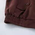 thumbnail image 4 of Dasayo Suede Coats for Women Brown Crop Bomber Barn Zip up Collared Jacket Womens Jacket L, 4 of 9