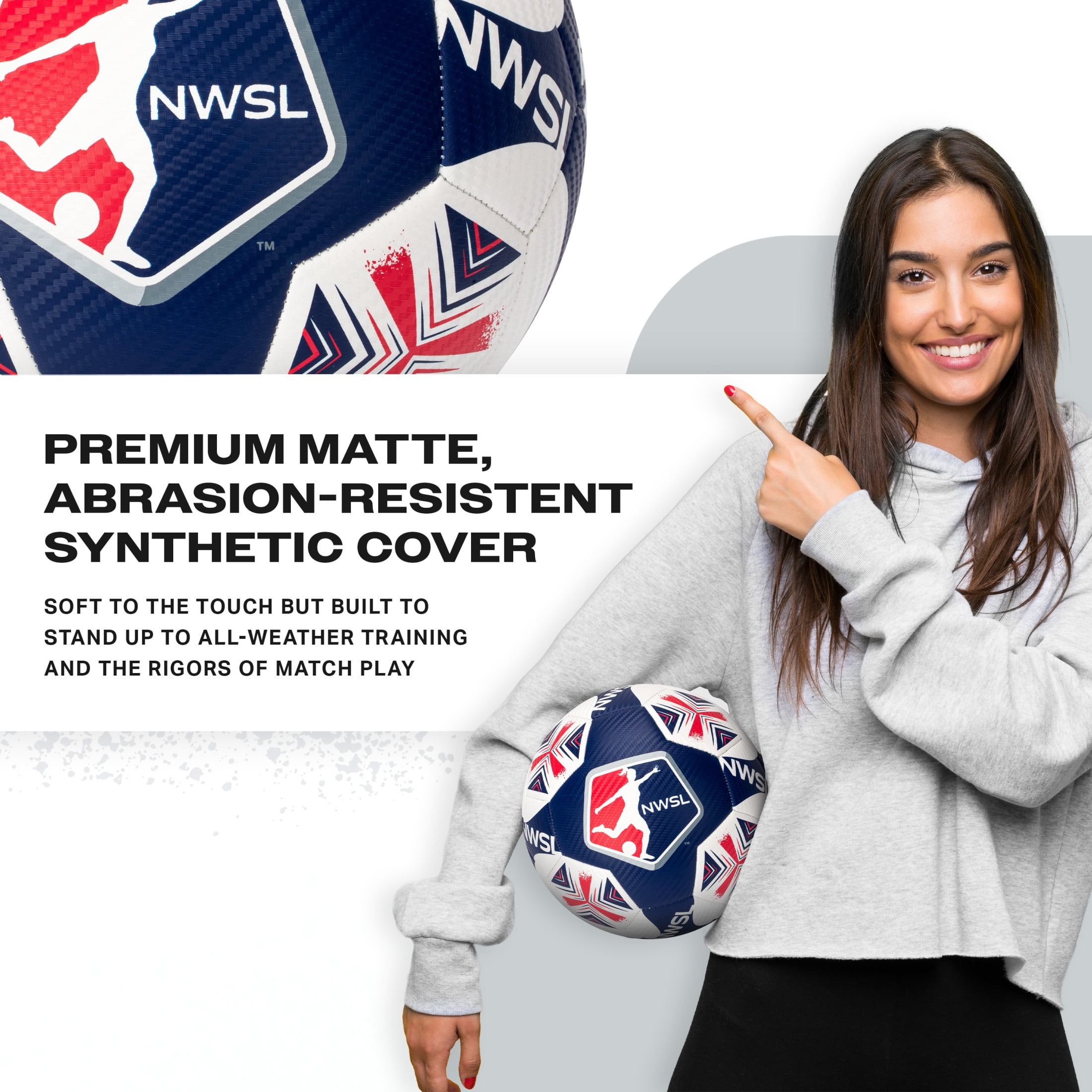 Franklin Sports NWSL Soccer Ball - Official Size 5 - Regulation Size + Weight Soccer Ball for Kids + Adults - Great for Boys + Girls - Air Pump Included