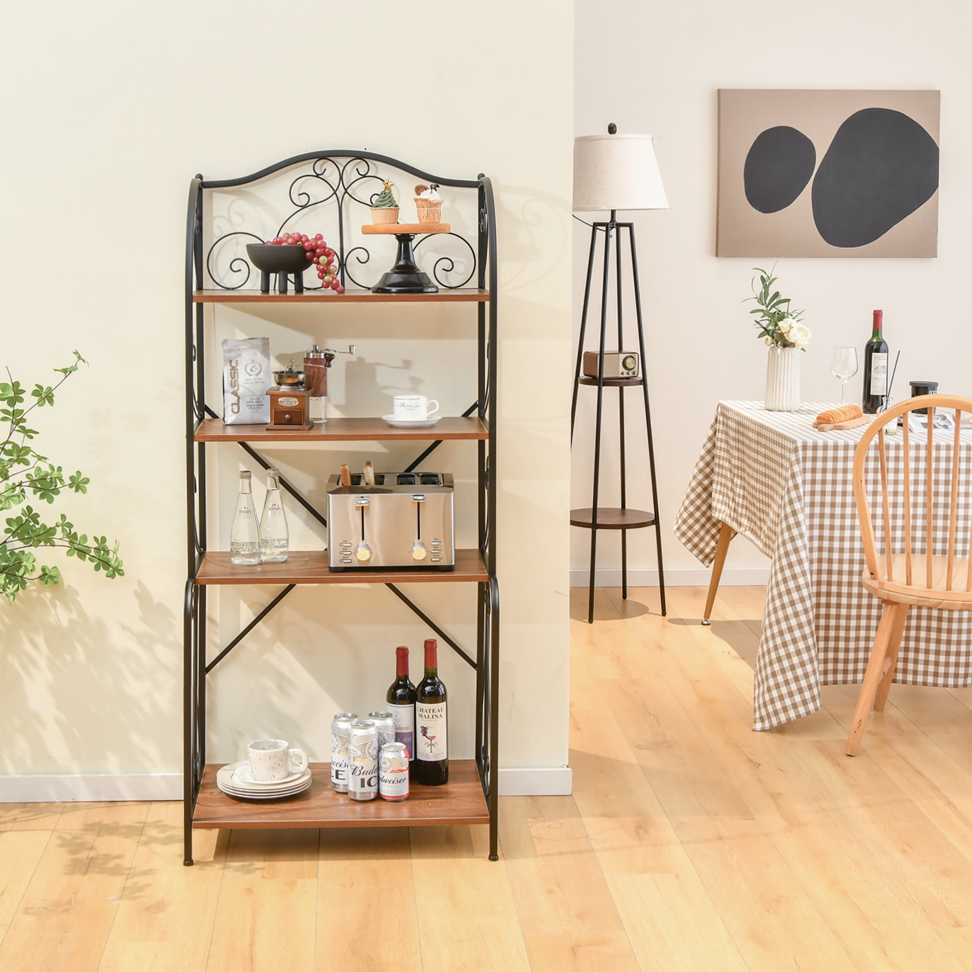Costway 4 Tier Kitchen Bakers Rack Microwave Storage Rack Bookshelf for Bathroom Laundry Walmart