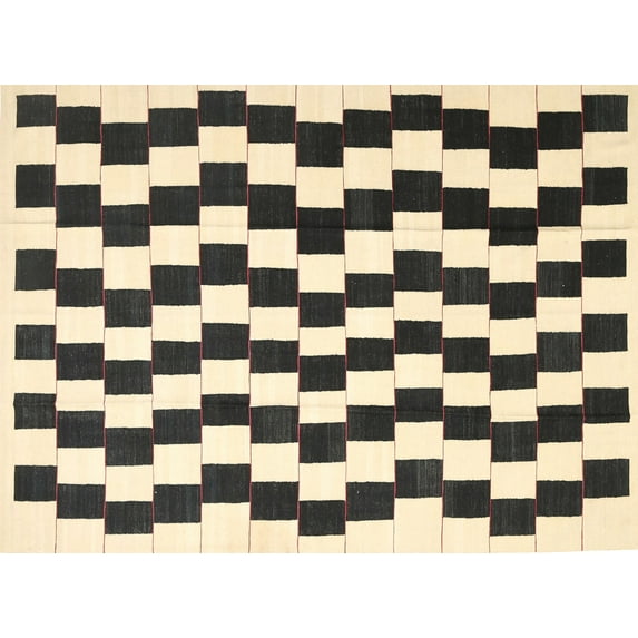 Ahgly Company Indoor Rectangle Contemporary Golden Blonde Gold Abstract Area Rugs, 7' x 10'