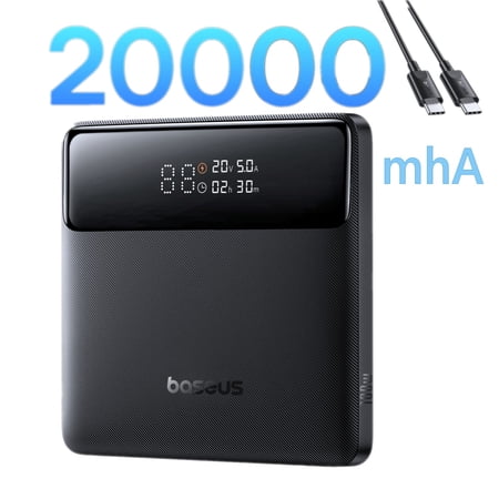 Baseus Power Bank 20000mAh 100W Fast Charging Portable Charger with Digital Display, Blade HD Slim Battery Pack for Laptop, Phone, Switch Black