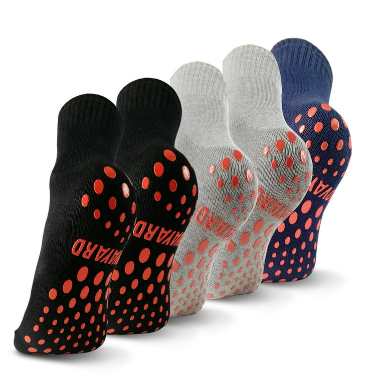 NOVAYARD 5 Pairs Non Slip Socks Hospital Non Skid Sticky Grip Socks Yoga  Pilates Socks Men Women 