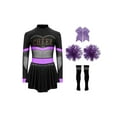 thumbnail image 1 of HULIJA Tenues de Cheerleading pour Filles Enfants Costume de Cosplay de Cheerleading d'Halloween Robe de Danse de Fête Rave Violet B 14, 1 of 7