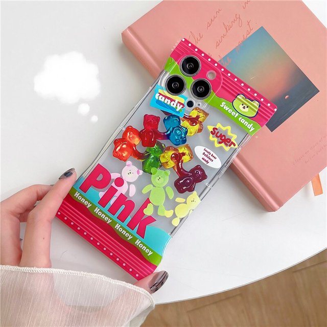 Funda de teléfono Ins M Peanut Chocolate para iPhone, 11, 12, 13, 14 Pro Max, 7, 8, 6 Plus, Suger Sweet Candy Soft Bear Fivean unisex