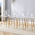 thumbnail image 3 of DAJU Modern Minimalist Bar Stool Set-Transparent Plastic Design,Golden Metal Legs,Reinforced Structure.The backrest and seat are integrated,showcasing a modern minimalist style.(Set of 4), 3 of 12