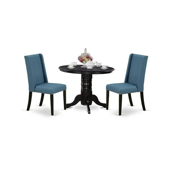 East West Furniture Dining Room Set Black, SHFL3-BLK-21