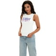 thumbnail image 7 of DARING DIVA Women's Summer Ribbed High Neck Casual Basic Tank Tops S White Print, 7 of 7