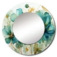 thumbnail image 2 of Designart "Blue Green Organic Growth" Abstract Botanicals Teal Large Round Mirror - Round Bedroom Mirror Wall Decor - Modern Round Printed Mirror - 29" x 29", 2 of 6