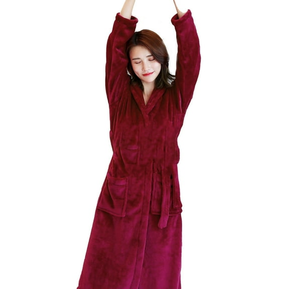 Women Robe Warm Winter Zip Up Long Sleeve Soft Cozy Bathrobe for Ladies Comfortable Loungewear