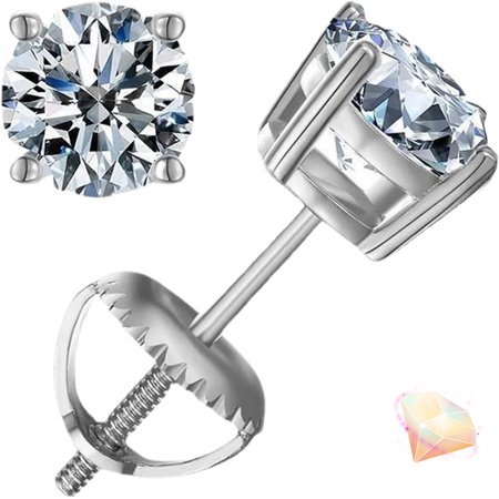 Stud Earrings - 2 Carat Gem Ear Studs For Ladies | Silver With Lab Grown Stones, Classic Jewelry, Timeless Accessory For Party Travel Wedding Birthday Holiday Gift