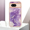 thumbnail image 5 of SaniMore for Google Pixel 8A Case with Wireless Charging Shockproof TPU Backplane Glitter Marble Pattern Fashion Design Anti-drop Anti-fingerprint Skin-feel Cover for Google Pixel 8A, Darkpurple, 5 of 12