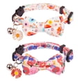 thumbnail image 1 of Collar floral para gato con cascabel de pajarita, paquete de 2 lindos collares de gato con flores y pajarita extraíble (floral), 1 of 5