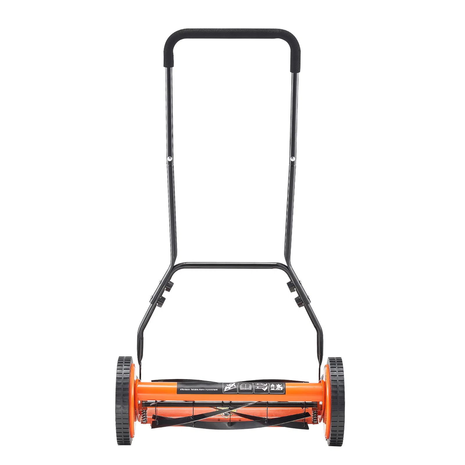 18-Inch 5-Blade Manual Push Reel Lawn Mower with Grass Catcher, Adjustable Cutting Height Walk-Behind Mower