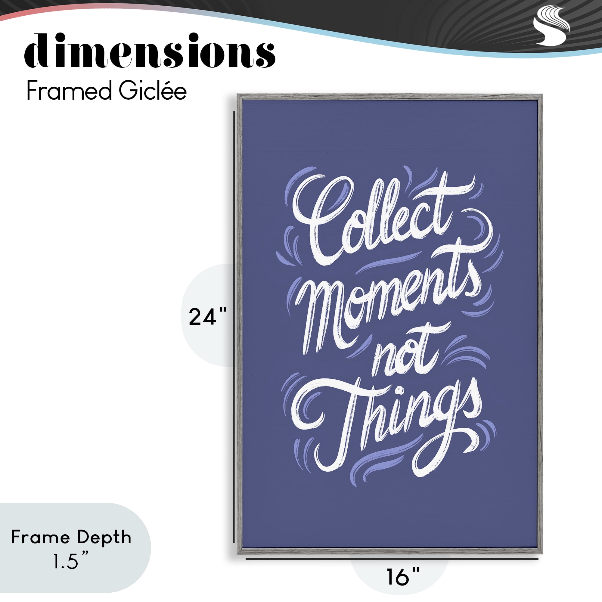 Stupell Industries Collect Moments Not Things Gray Framed Giclee Art, design by Martina Pavlova