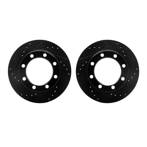 Dynamic Friction Company Front Brake Rotors-Drilled and Slotted-Black 8002-48026