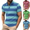 thumbnail image 5 of Chiccall Mens Casual Fashion Button Shirts Striped Colorblock Short Sleeve Summer Beach Blouse Tops Pink, 5 of 5