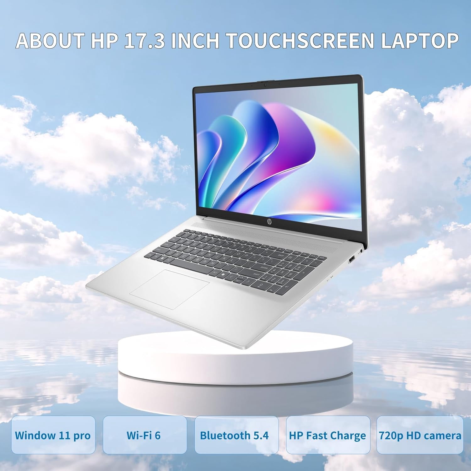 HP Flagship 17 Touchscreen Laptop, 16GB RAM, 1TB SSD, AMD Ryzen 5 7430U, 17.3" Anti-glare HD+ Business Laptop, Windows 11 Pro OS with Copilot AI, Wi-Fi 6, Fast Charge, Numeric Keypad