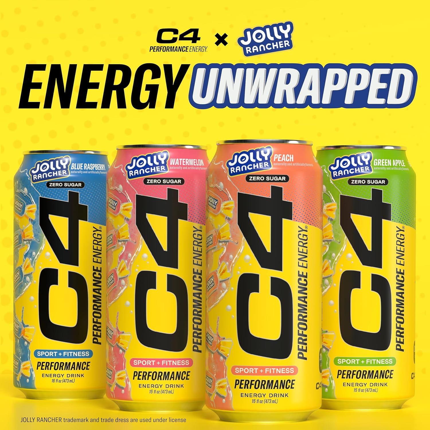 C4 Performance Energy Drink, Jolly Rancher Variety Pack Flavor, 16 oz cans (12 pack)