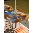 thumbnail image 2 of Outdoor Tablecloth with Umbrella Hole for Patio/Picnic/Party/Camping, Blue Brown Waterproof Table Cloth Square Cover Washable, Vintage Minimalist Abstract Aesthetic Boho Art (60"x 60"), 2 of 9