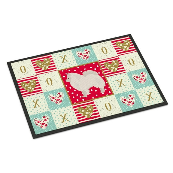 Carolines Treasures CK5837MAT German Spitz 1 Love Door Mat Indoor Rug or Outdoor Welcome Mat 18x27 Doormat 27"L x 18"W