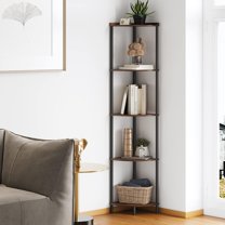 5 Tier Corner Shelf Stand,Industrial 65" Corner Shelves Display Shelf for Living Room Decor,Wall Corner Bookshelf Multi Unit Organizer,Tall Shelf Plant Stand for Bedroom,Bathroom,Small Space