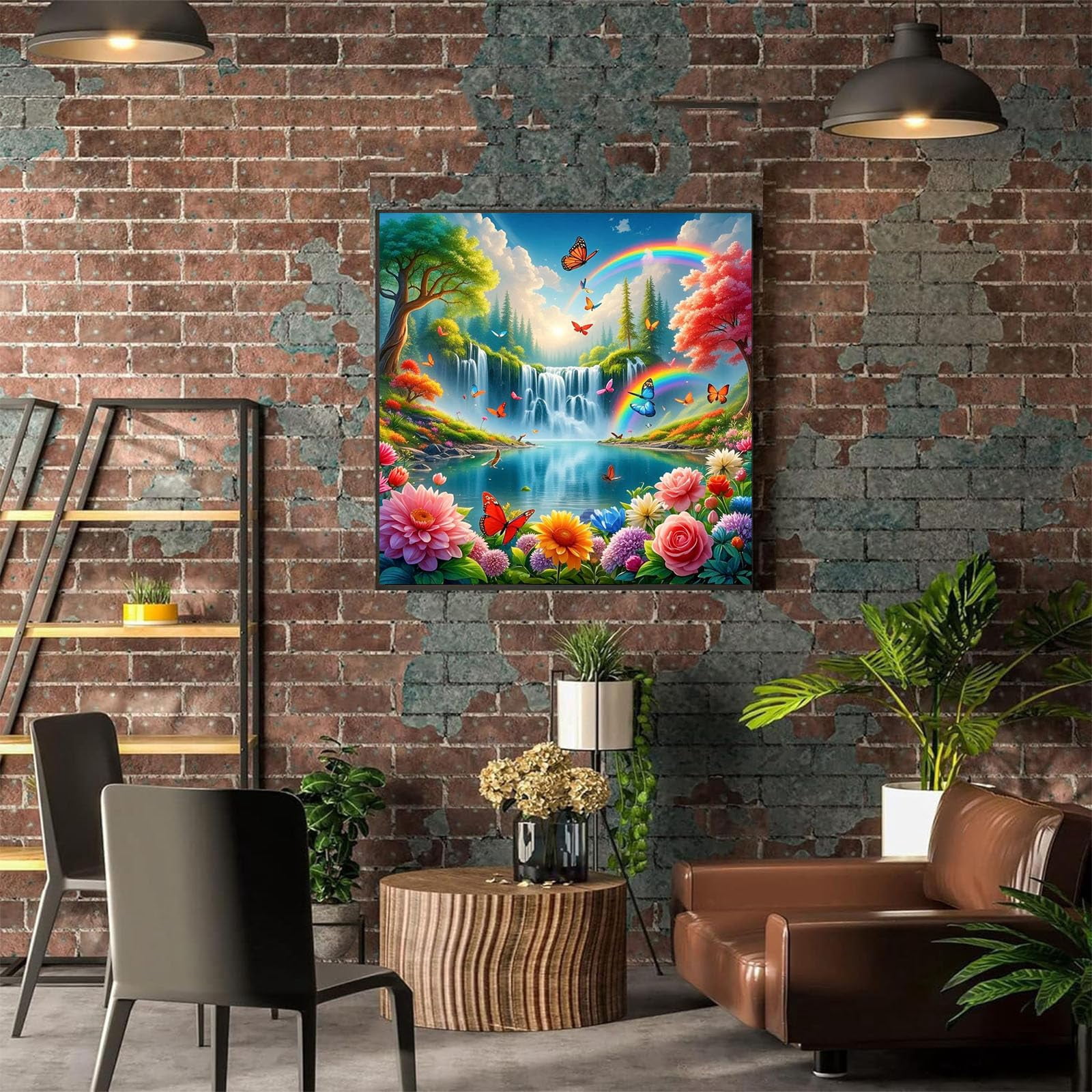 DPHERO DIY Waterfall Diamond Painting Kits for Adults,Tree Diamond Art Kits for Kids Beginners,Round Full Drill Landscape Diamond Art Painting,5D Paint with Diamonds Gem Painting Art 12x16 inch