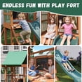 thumbnail image 3 of Clouddwell Wooden Swing Set for Backyard Playground Swingset with Slide Kid Outdoor Play Set with Play Deck, Rock Wall Ladder, Belt Swings, Chalkboard, 3 of 9
