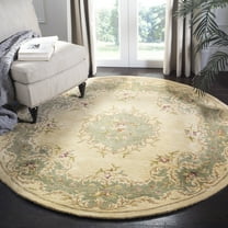 SAFAVIEH Bergama Drummond Oriental Wool Area Rug, Ivory/Light Blue, 6' x 6' Round