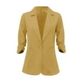 thumbnail image 6 of eileial Linen Blazer Women 3/4 Sleeve Ruched Lined Suit Stretchy Lightweight Casual Dressy Work Summer Jackets with Pockets,Yellow XL, 6 of 6