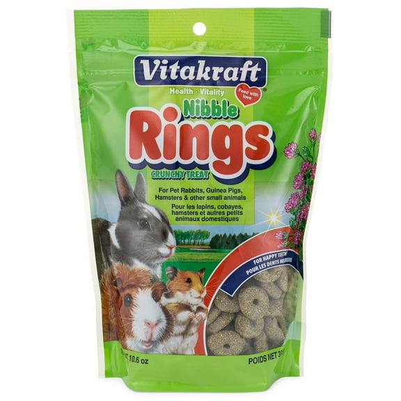 Vitakraft Brand Nibble Rings Treats 10.6 oz - Crunchy Alfalfa Snack - for Small Animals