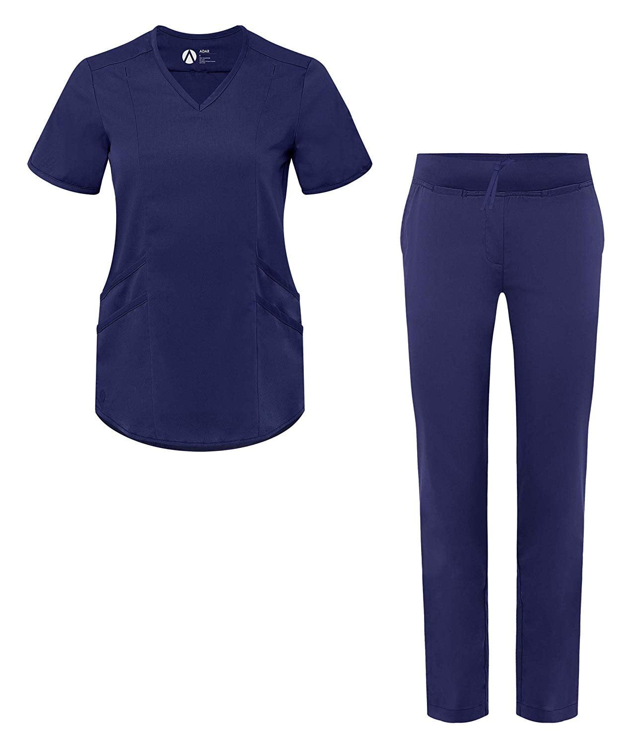 Adar Pro Scrub Set for Women Tailored VNeck Scrub Top & Tailored