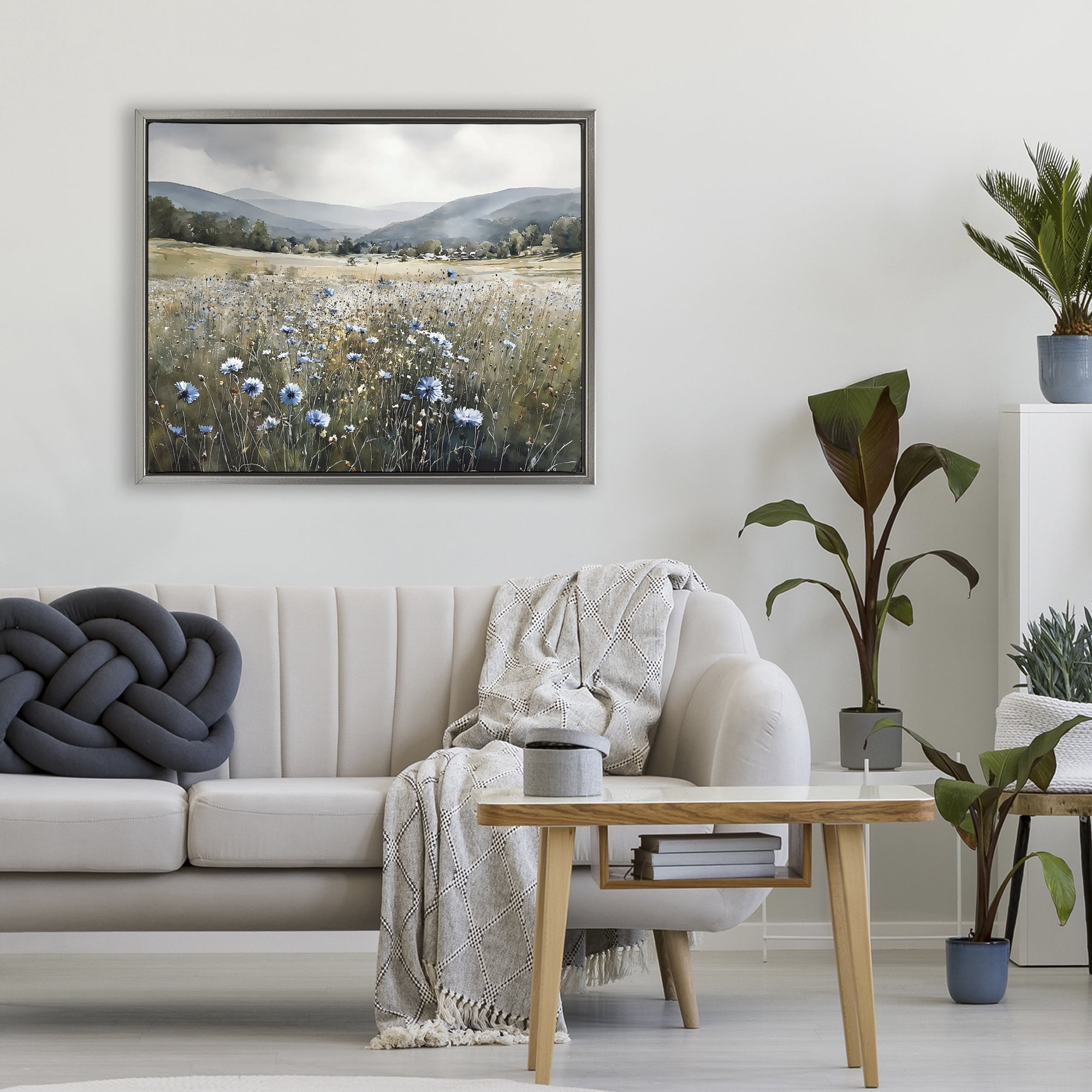 Stupell Industries Sapphire Speckled Fields Gray Framed Floater Canvas Wall Art, design by Franklyn Gregory