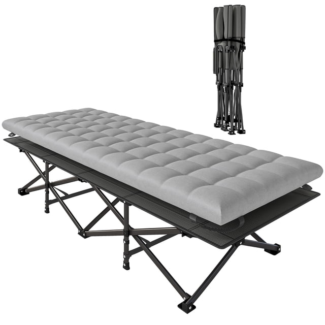Outsunny Lit de Camp avec Coussin, Lits Pliants Extra Larges de 32 Pouces, Gris