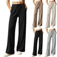 thumbnail image 2 of HomeDM Lounge Pants for Women Straight Leg Drawstring Casual Trousers Black Athletic Work Pants with Pockets Size L, 2 of 9