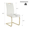 thumbnail image 4 of Modern Dining Chairs Set of 4, PU Faux Leather High Back Upholstered Side Chairs with Gold Metal Frame and Thickened Padded Seat for Kitchen Living Room Dinner Room, White, 4 of 5