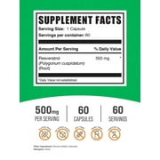 BulkSupplements Resveratrol Capsules - 500mg per Serving (60 Capsules - 60 Servings)