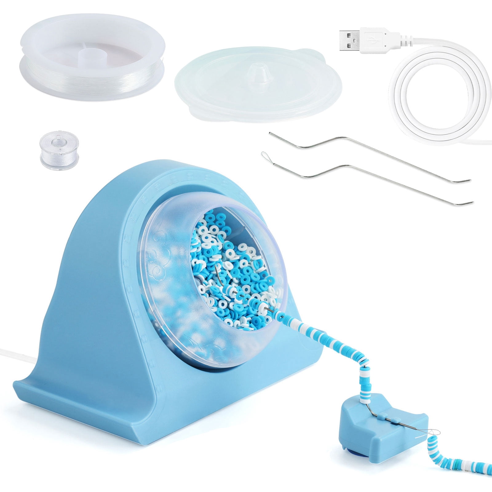 Innovative Bead Spinner Kit Electric Beads Stringing Machine Silicone Bowl with Thread Necklace Making Supplies