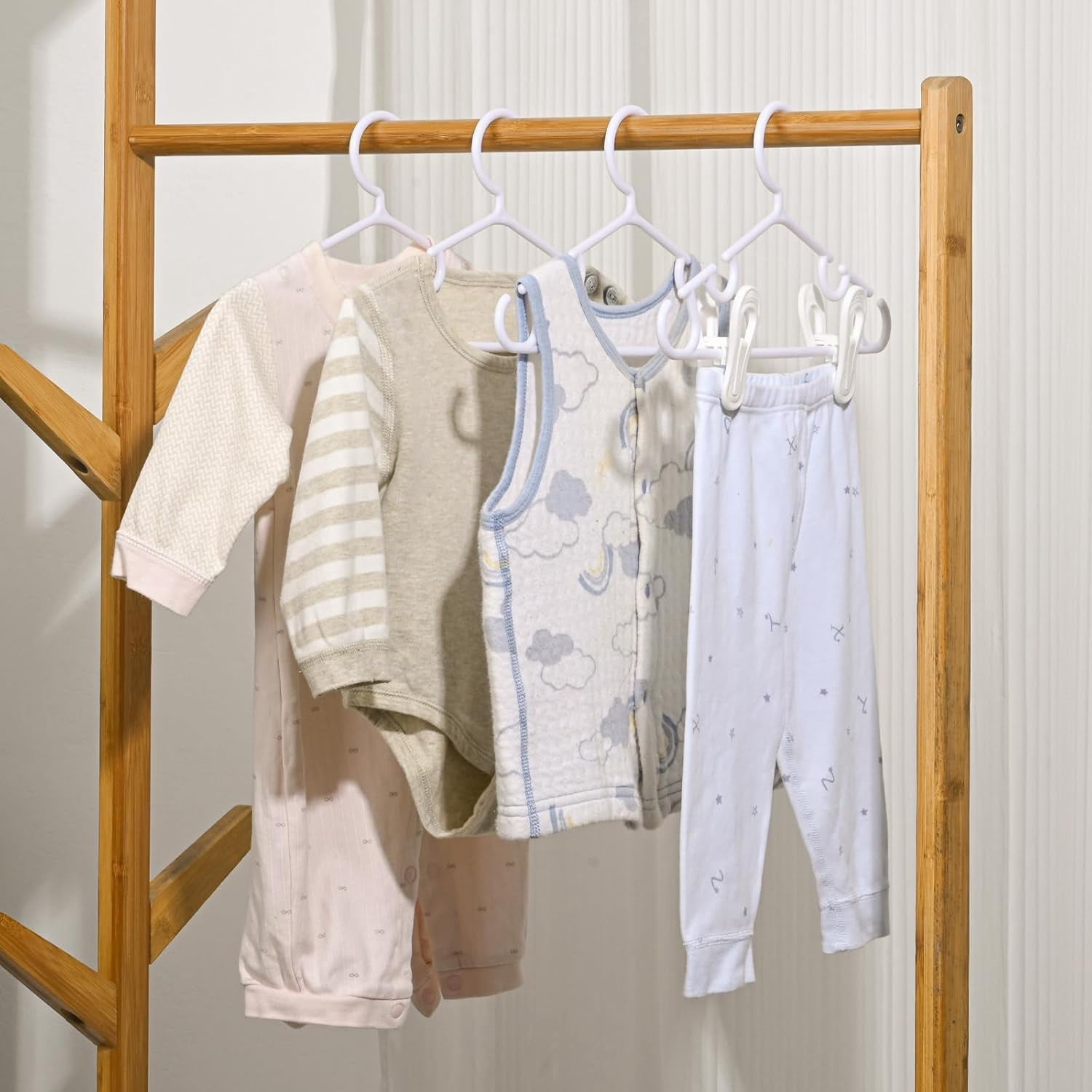 Plastic Clothes Hangers With Clips 60 White Pack For Children's Clothing