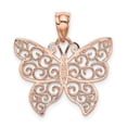 thumbnail image 3 of 14K Rose Gold Charm Pendant Polished Filigree Butterfly, 3 of 4